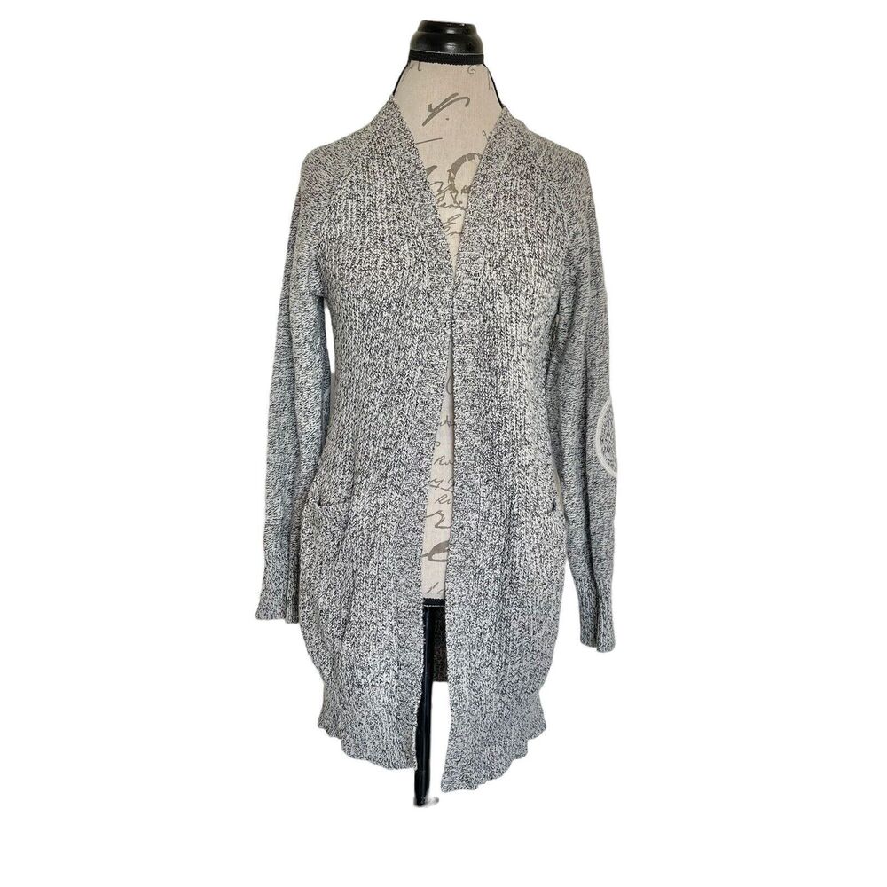 RDI Womens Open Cardigan Sweater Sz Small Gray Knit Long Elbow Minimalist Boho